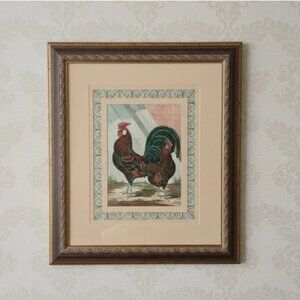 Antique J.W. Ludlow Poultry Print Signed Ornate Framed Matted Chicken Lithograph